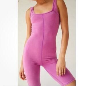 Free People Movement Large Hot Shot One Piece Romper Magenta Disco Pink Shorts